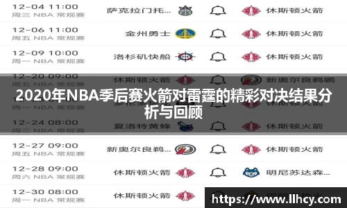 2020年NBA季后赛火箭对雷霆的精彩对决结果分析与回顾